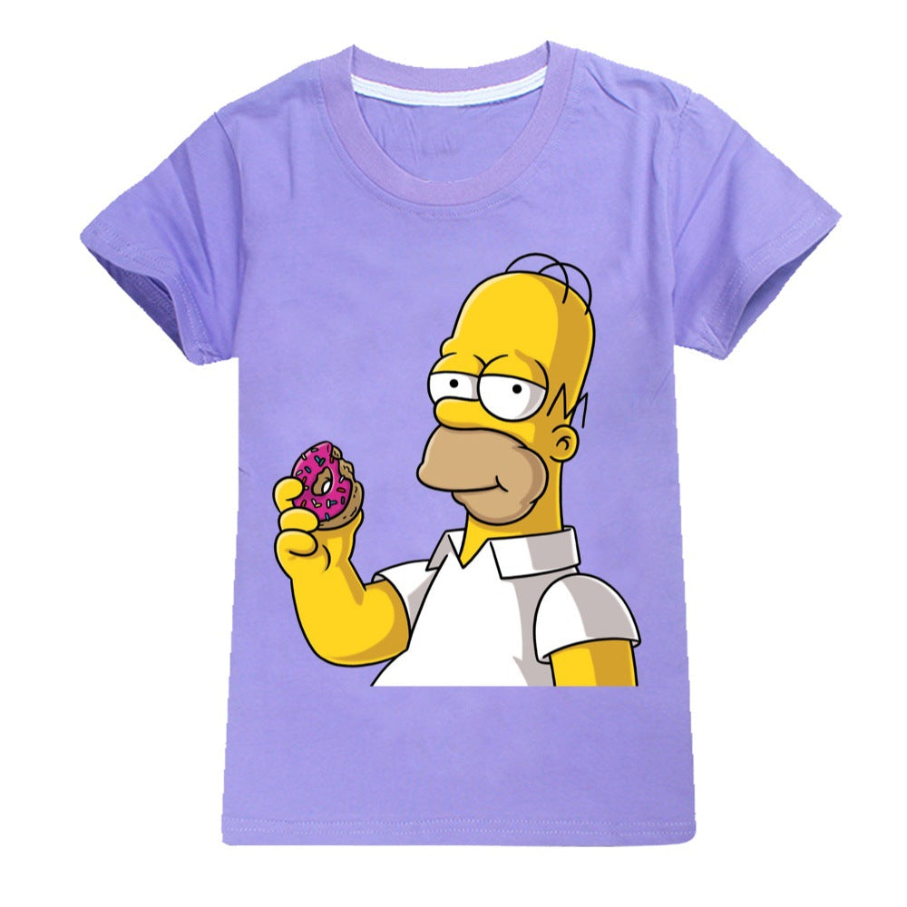 The Simpsons Casual Sweatshirt Spring Autumn Short Sleeve T-Shirts for Kids