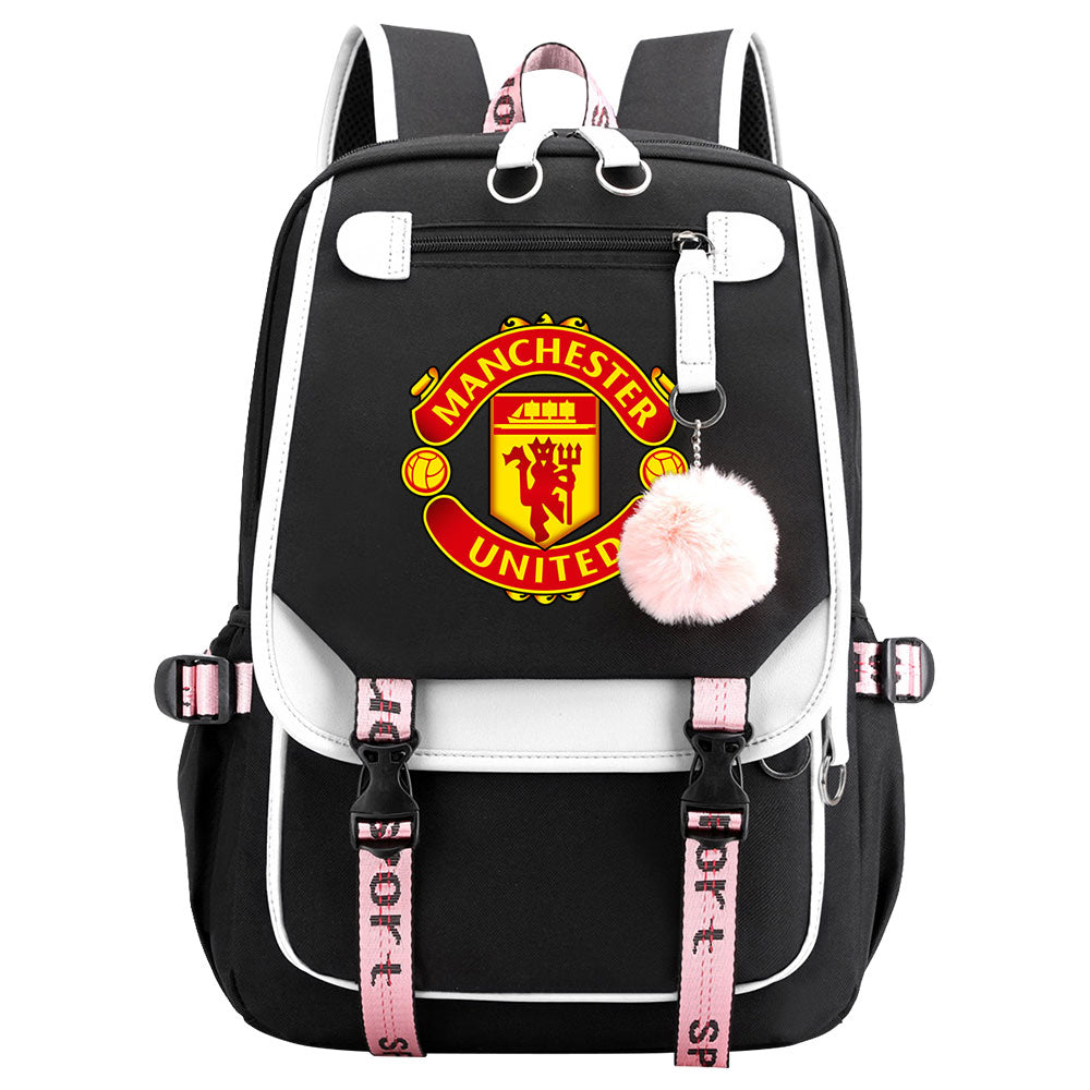 Manchester United Football Club Waterproof Backpack School Notebook Travel Bags USB Charging
