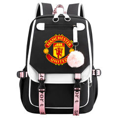 Manchester United Football Club Waterproof Backpack School Notebook Travel Bags USB Charging