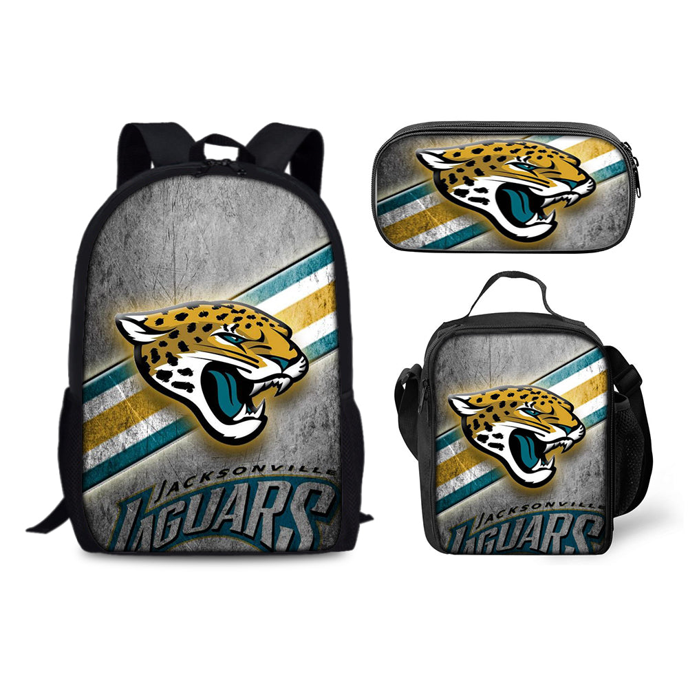 Jacksonville Jaguars Football Team Backpack Schoolbag Lunch Bag Pencil Bag for Kids Students 3PCS