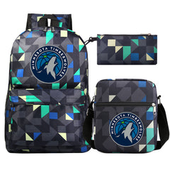 Minnesota Timberwolves Schoolbag Backpack Shoulder Bag Pencil Bag 3pcs set for Kids Students
