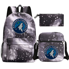 Minnesota Timberwolves Schoolbag Backpack Shoulder Bag Pencil Bag 3pcs set for Kids Students