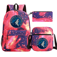 Minnesota Timberwolves Schoolbag Backpack Shoulder Bag Pencil Bag 3pcs set for Kids Students