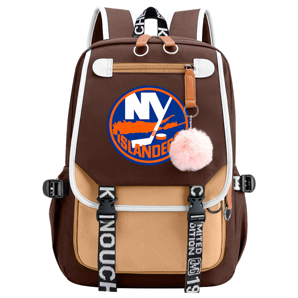 New York Islanders Hockey League Waterproof Backpack School Notebook Travel Bag USB Charging