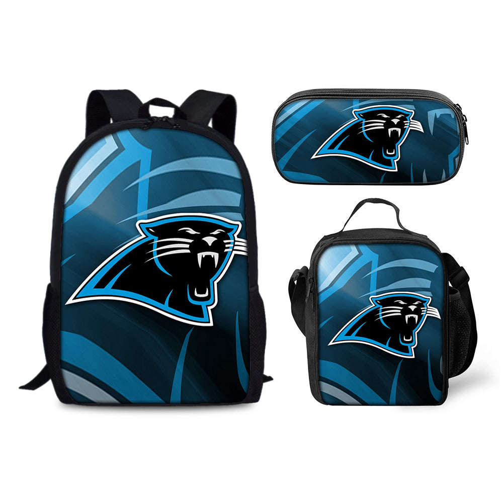 Carolina Panthers Football Team Backpack Schoolbag Lunch Bag Pencil Bag for Kids Students 3PCS