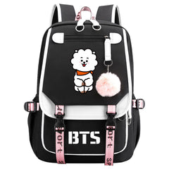 BTS RJ Waterproof Backpack School Notebook Travel Bag USB Charging