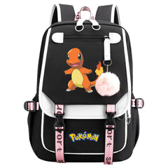 Pokemon Charmander Waterproof Backpack School Notebook Travel Bags USB Charging