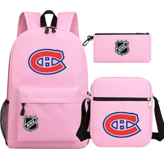 Montreal Canadiens Hockey League Printed Schoolbag Backpack Shoulder Bag Pencil Bag 3pcs set for Kids Students