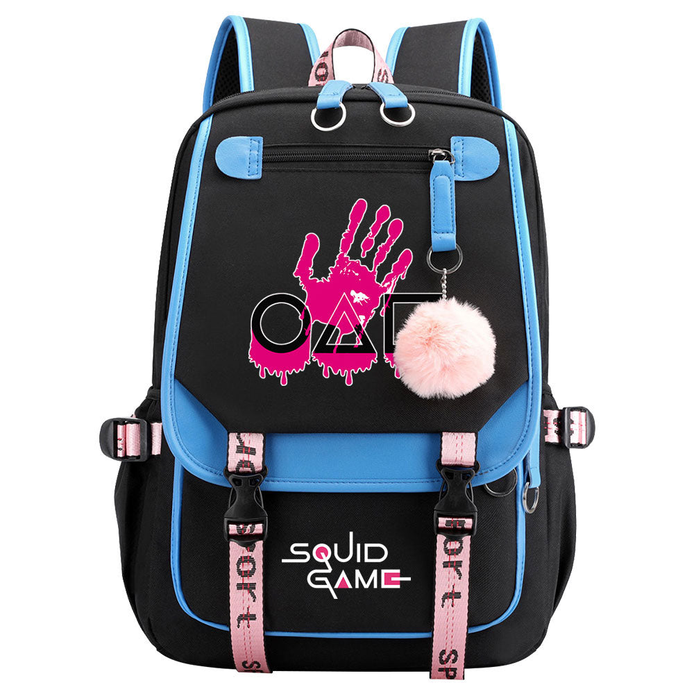 Squid Game Waterproof Backpack School Notebook Travel Bags USB Charging