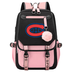 Montreal Canadiens Hockey League Waterproof Backpack School Notebook Travel Bag USB Charging