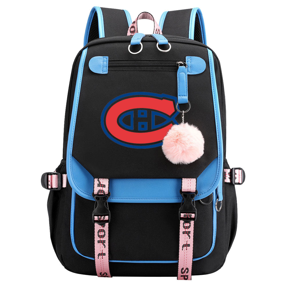 Montreal Canadiens Hockey League Waterproof Backpack School Notebook Travel Bag USB Charging
