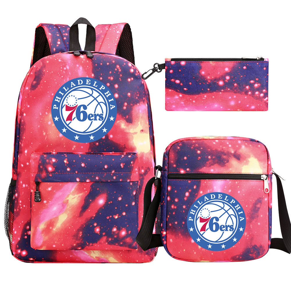 Philadelphia 76ers Schoolbag Backpack Shoulder Bag Pencil Bag 3pcs set for Kids Students