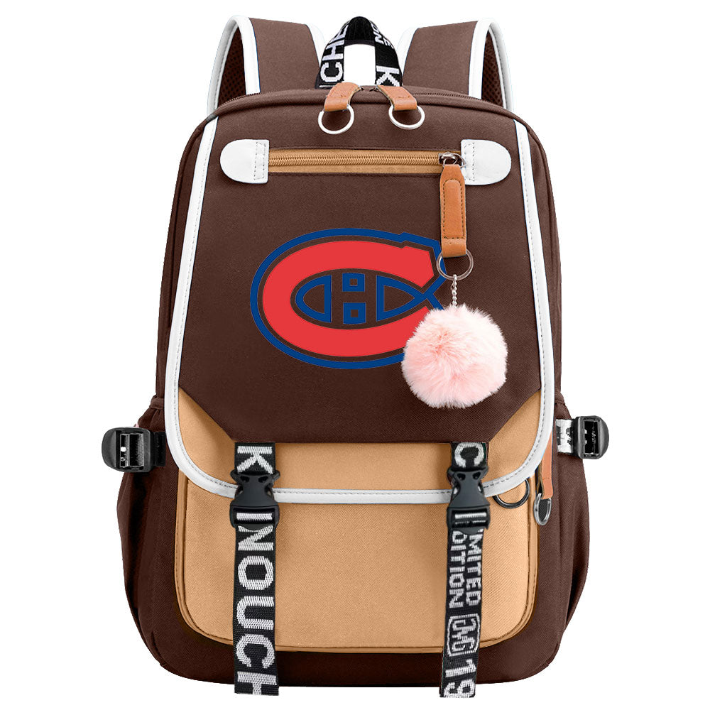 Montreal Canadiens Hockey League Waterproof Backpack School Notebook Travel Bag USB Charging