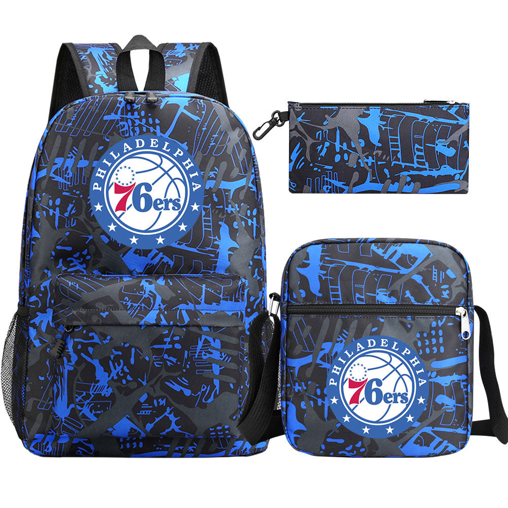 Philadelphia 76ers Schoolbag Backpack Shoulder Bag Pencil Bag 3pcs set for Kids Students