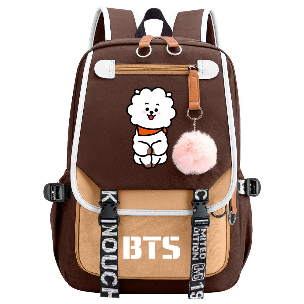 BTS RJ Waterproof Backpack School Notebook Travel Bag USB Charging