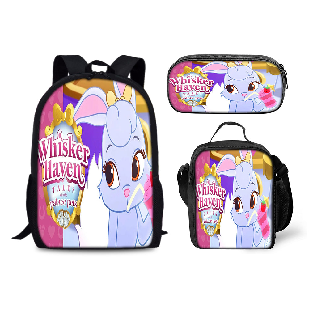 Whisker Haven Tales with the Palace Pets  Backpack Schoolbag Lunch Bag Pencil Bag for Kids Students 3PCS