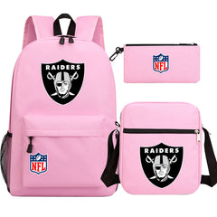 Oakland Raiders Football Team Printed Schoolbag Backpack Shoulder Bag Pencil Bag 3pcs set for Kids Students