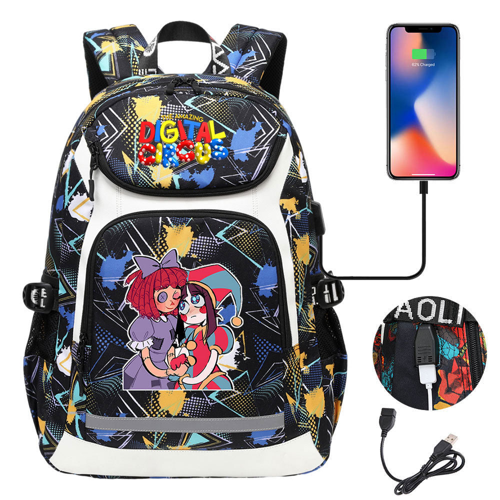 The Amazing Digital Circus USB Charging Backpack School Notebook Travel Bags