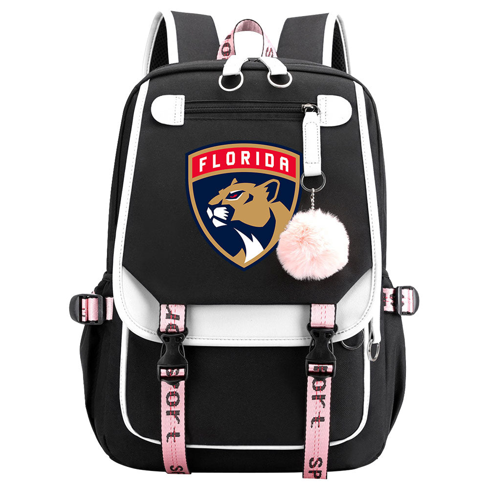 Florida Panthers Hockey League Waterproof Backpack School Notebook Travel Bag USB Charging