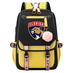 Florida Panthers Hockey League Waterproof Backpack School Notebook Travel Bag USB Charging