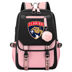 Florida Panthers Hockey League Waterproof Backpack School Notebook Travel Bag USB Charging