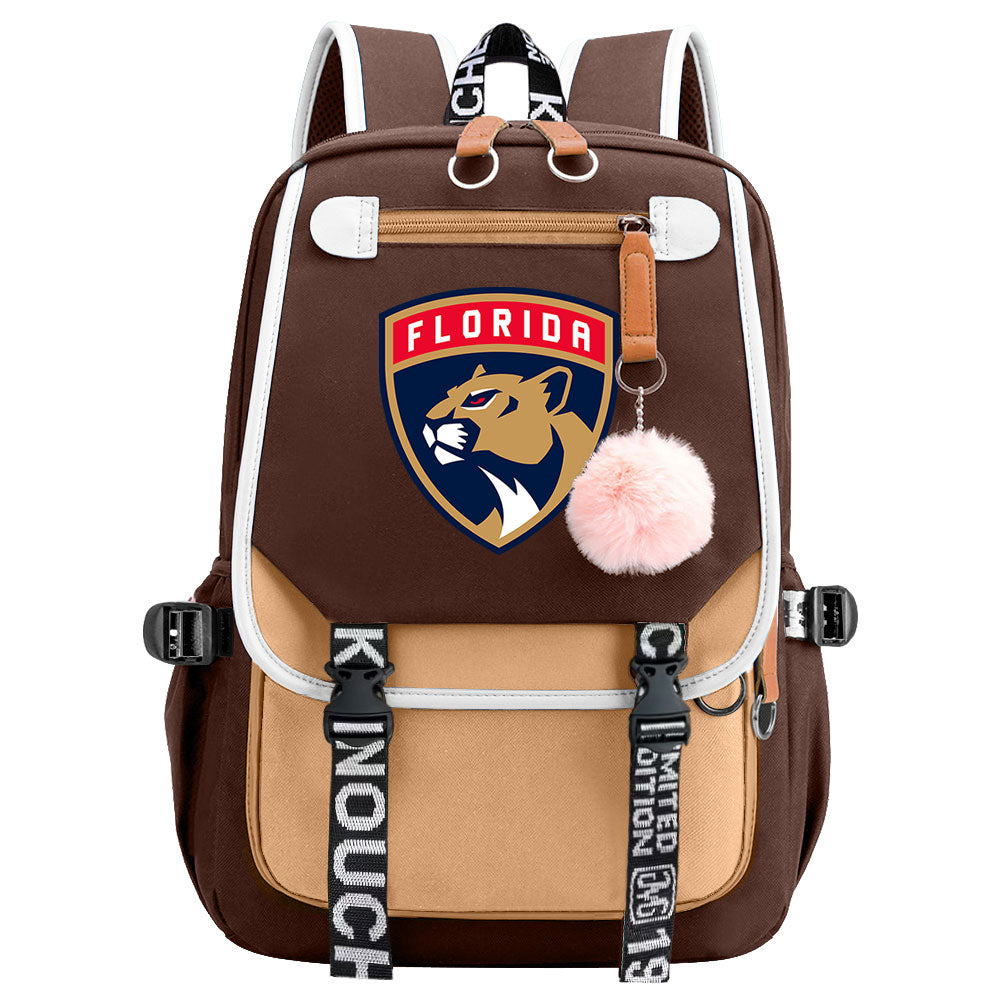 Florida Panthers Hockey League Waterproof Backpack School Notebook Travel Bag USB Charging