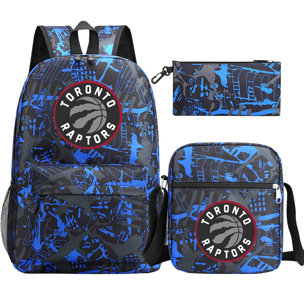 Toronto Raptors Schoolbag Backpack Shoulder Bag Pencil Bag 3pcs set for Kids Students