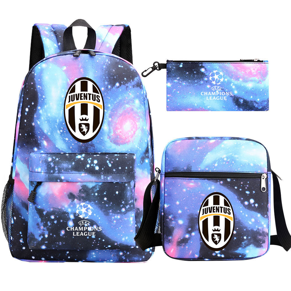Juventus Football Club Schoolbag Backpack Shoulder Bag Pencil Bag 3pcs set for Kids Students