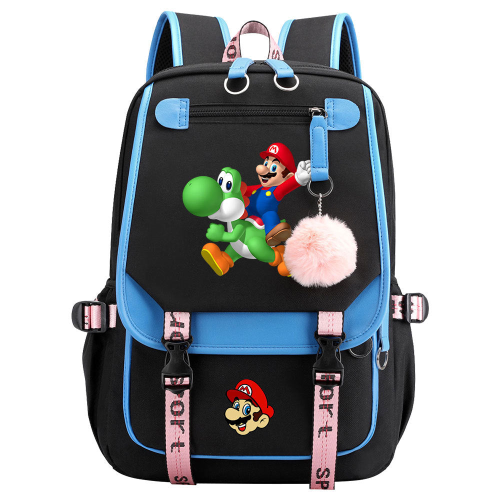 Super Mario Waterproof Backpack School Notebook Travel Bags USB Charging