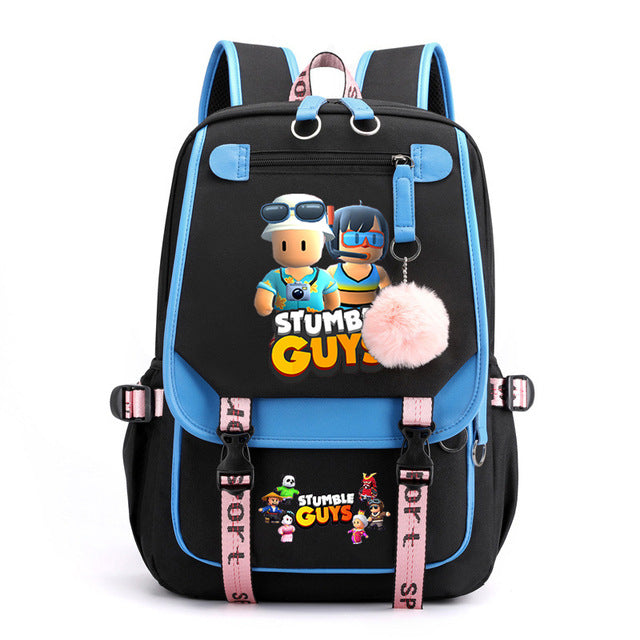 Stumble Guys Waterproof Backpack School Notebook Travel Bags USB Charging