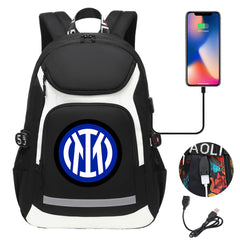 Internazionale Milano Football Club USB Charging Backpack School Notebook Travel Bags