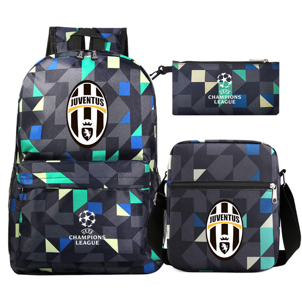 Juventus Football Club Schoolbag Backpack Shoulder Bag Pencil Bag 3pcs set for Kids Students