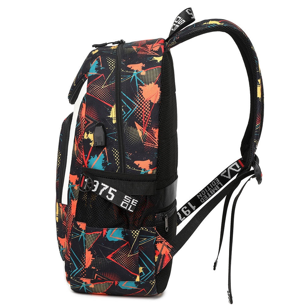 Barcelona Football Club USB Charging Backpack School Notebook Travel Bags