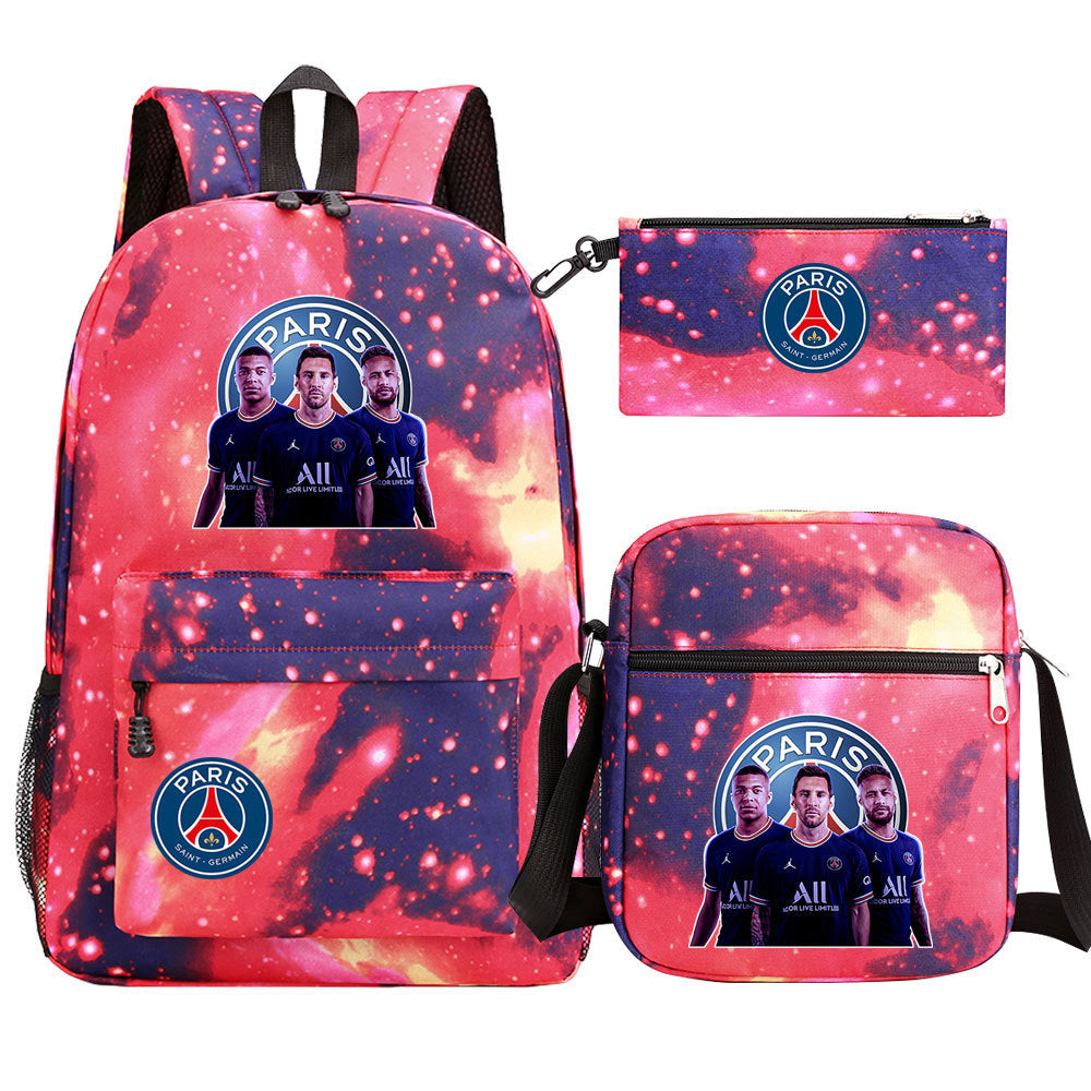 Football Paris Mbappe Schoolbag Backpack Shoulder Bag Pencil Bag Set Gift for Kids Students