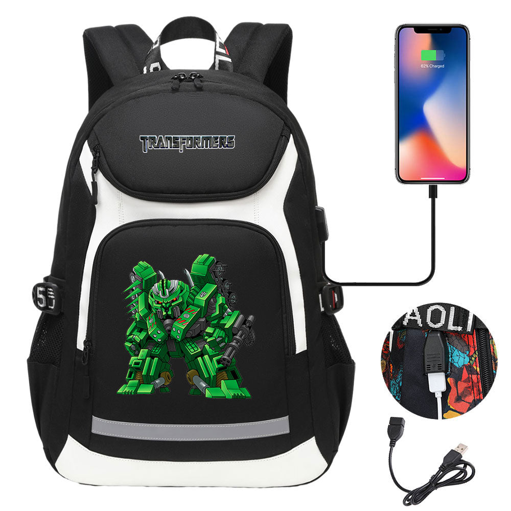 Transformers USB Charging Backpack School Notebook Travel Bags