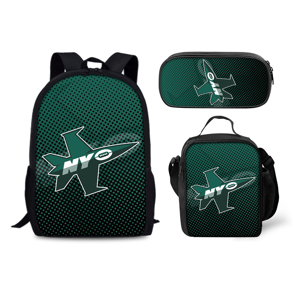 New York Jets Football Team Backpack Schoolbag Lunch Bag Pencil Bag for Kids Students 3PCS