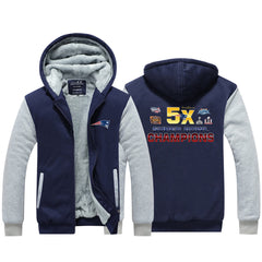 New England  Football Patriots Unisex Lined Hoodie Fleece Sweatshirt Full Zipper Hooded Thicken Jacket