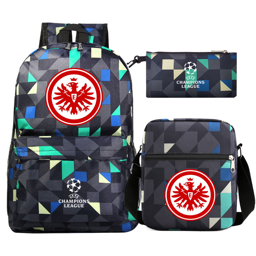 Eintracht Frankfurt Football Club Schoolbag Backpack Shoulder Bag Pencil Bag 3pcs set for Kids Students