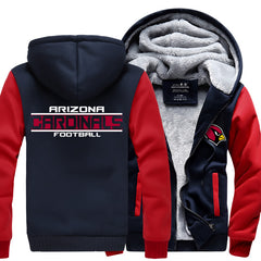 Arizona Football Team Cardinals Unisex Lined Hoodie Fleece Sweatshirt Full Zipper Hooded Thicken Jacket