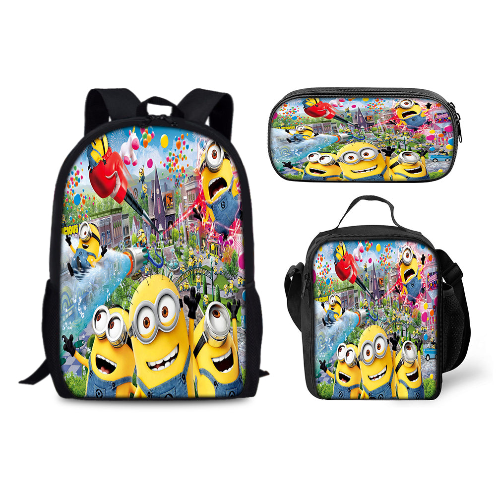 Minions Backpack Schoolbag Lunch Bag Pencil Bag for Kids Students 3PCS