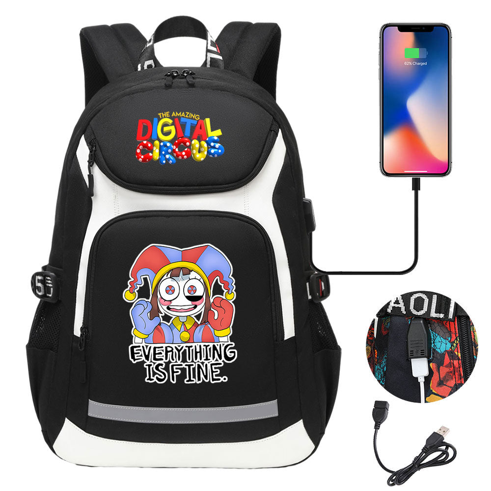 The Amazing Digital Circus USB Charging Backpack School Notebook Travel Bags