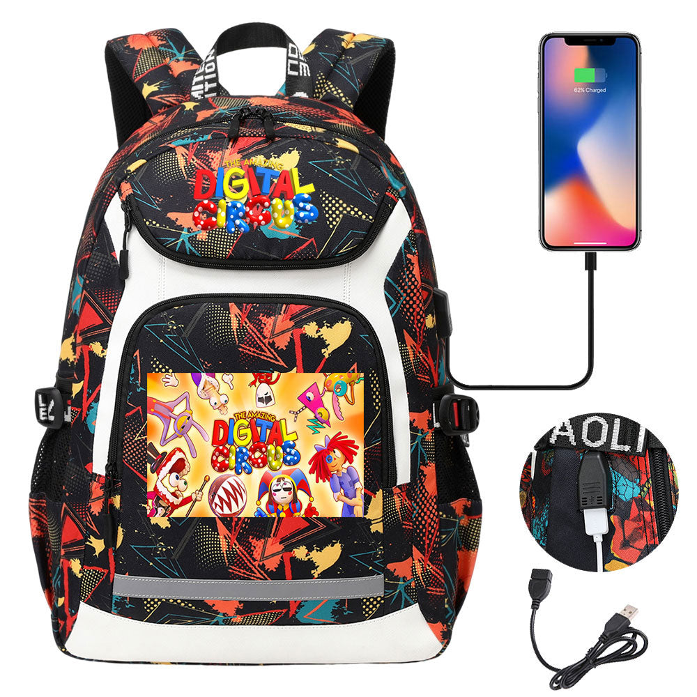 The Amazing Digital Circus USB Charging Backpack School Notebook Travel Bags