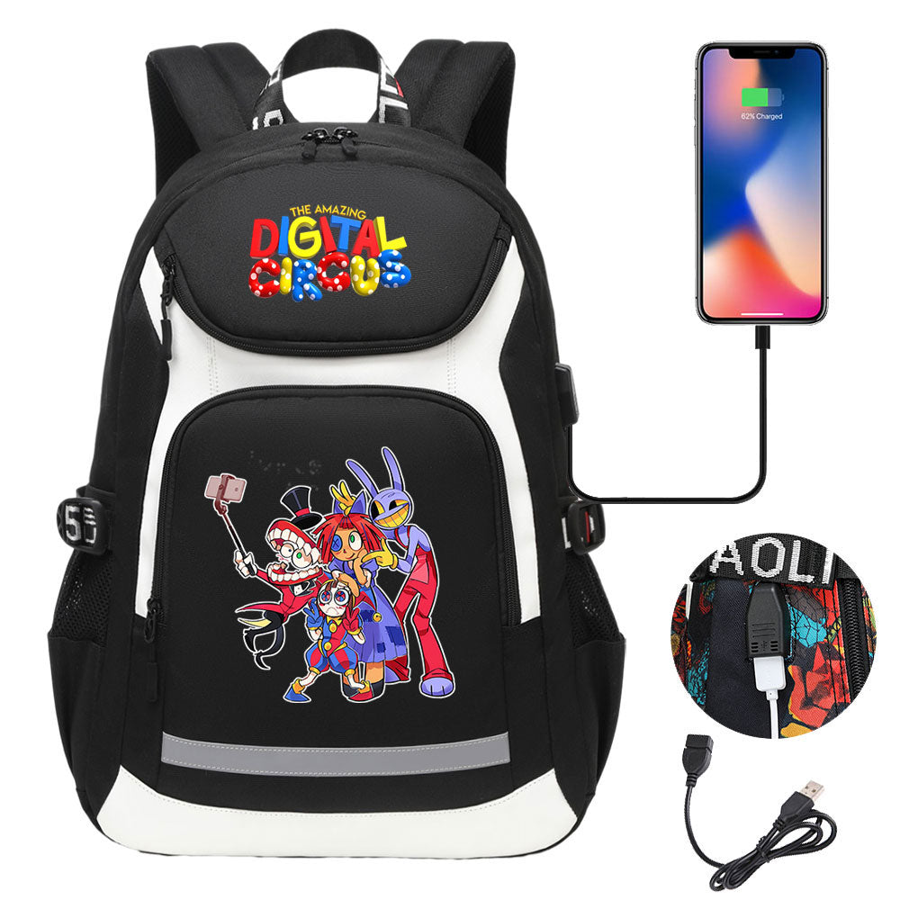 The Amazing Digital Circus USB Charging Backpack School Notebook Travel Bags