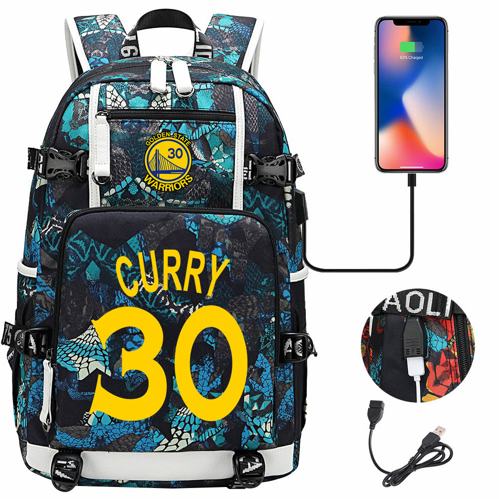 Kobe Black Mamba Curry Bucks USB Charging Backpack School Notebook Travel Bags Basketball Bag