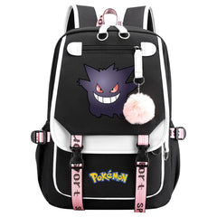 Pokemon Gengar Waterproof Backpack School Notebook Travel Bags USB Charging