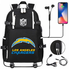 Los Angeles Chargers Football Team USB Charging Backpack School Notebook Travel Bags