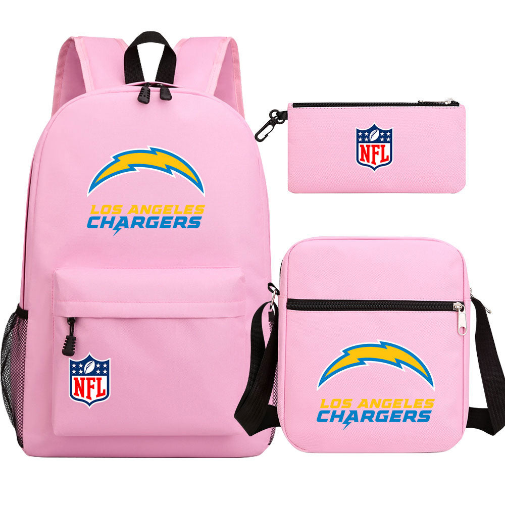 Los Angeles Chargers Football Team Printed Schoolbag Backpack Shoulder Bag Pencil Bag 3pcs set for Kids Students