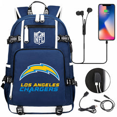 Los Angeles Chargers Football Team USB Charging Backpack School Notebook Travel Bags