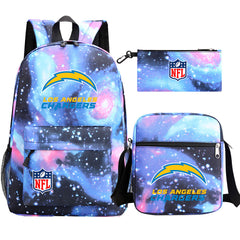 Los Angeles Chargers Football Team Printed Schoolbag Backpack Shoulder Bag Pencil Bag 3pcs set for Kids Students