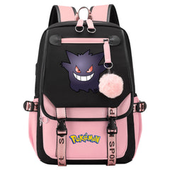 Pokemon Gengar Waterproof Backpack School Notebook Travel Bags USB Charging